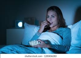 A girl watching a movie